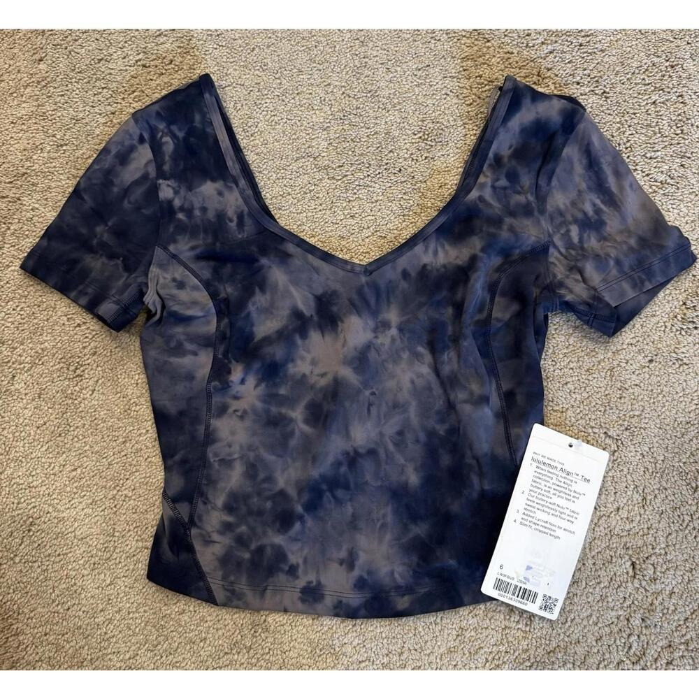NWT Lululemon Align T Shirt Diamond Dye Lunar Rock True Navy DD5R Size 6